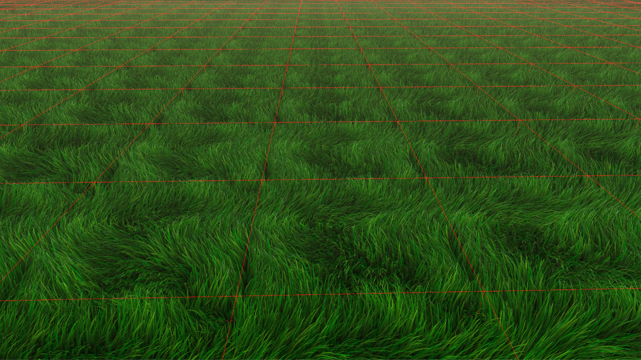Grass field divided into tiles